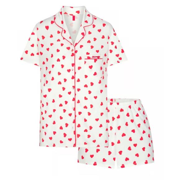 SKIMS Other - Skims Sleep Short Set Red Heart Button Front Top Pull on Short Small